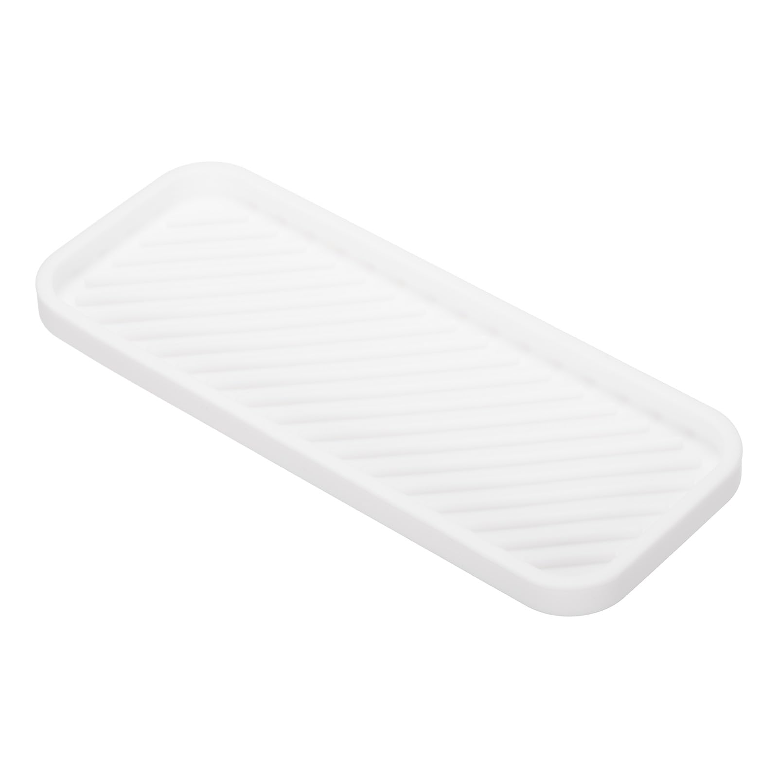PATIKIL Silicone Bathroom Tray, 9" x 3.5" Soap Dispenser Tray Jewelry Organizer Dish for Restroom Dresser