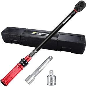 ATsafepro Llave DinamomÃ©trica 1/2» 20-230 Nm Ajustable,Llave de Par Profesional con ExtensiÃ³n 6» + Adaptador 3/8»,Alta PrecisiÃ³n Â±3% (72 Dientes) para VehÃ­culos, Coches, Motos