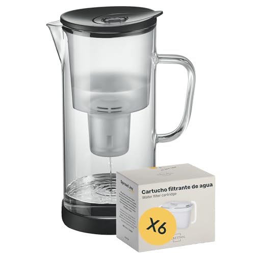 SILBERTHAL Jarra filtradora de agua cristal - 6x Cartuchos filtrantes - compatible con Maxtra - 2,7L Agua filtrada