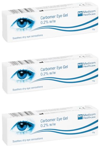 Medicom Carbomer 0.2% Eye Gel 10g Pack of 3 – Hydrating Nighttime for Dry Eyes, Lubricating Gel Drops for Tired, Soothing Relief from Itchy, Irritated, Sensitive.