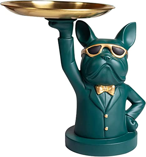 alslovkar Französische Bulldogge Statue, Harzhund Tierskulptur, Moderne Sammelfiguren Kunst Hund Statue Bulldogge Figuren Harz Handwerk Wohnzimmer Cover