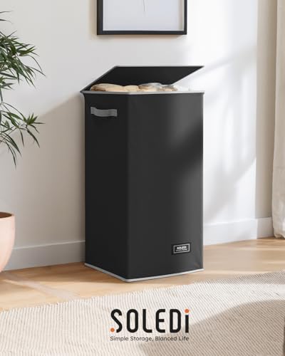 SOLEDI Laundry Baskets with Lid 100L Large Laundry Bin, Washing Baskets for Laundry with Removable Bag - Foldable Dirty Clothes Laundry Baskets for Bedrooms (Black) - Image 8