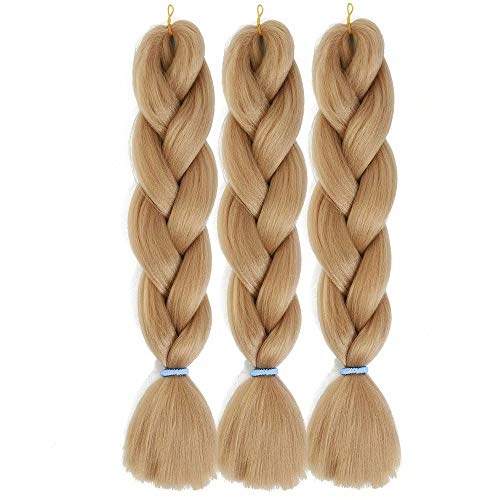 Blonde Synthetic Braiding Hair Synthetic Hair For Crochet Twists Locs Braids Hair 3 Packs 24 Inch By Leticia