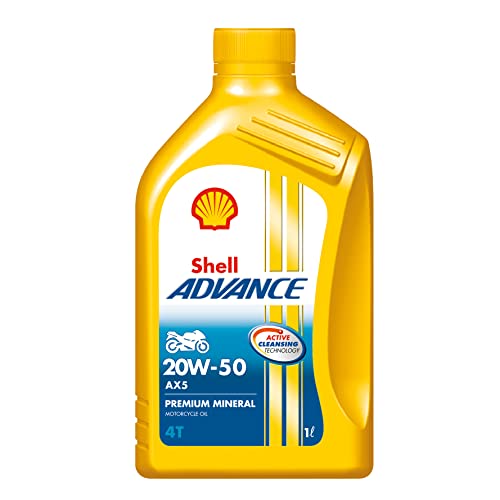 Image of Shell Advance AX5 4T 20W-50 API SL Premium Mineral Motorbike Engine Oil (1 L)