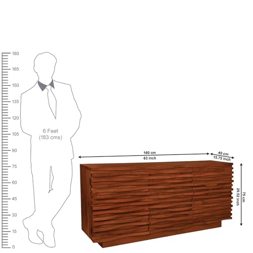 Image of The Attic Artic Sideboard, Multipurpose Cabinet for Kitchen and Living Room Storage, Crockery Storage, Solid Acacia Wood, Honey Matte Finish
