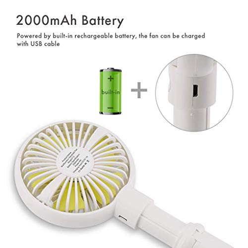 Image of INONE Portable Electric Mini Fan hand fan handheld fan With tripod Stand 2000mAh rechargeable battery fan F12 (White)
