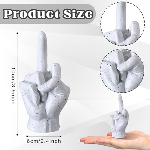 Estatua de Mano Resina Medio Dedo Cemento Gris 10x6x5 cm miniatura 2