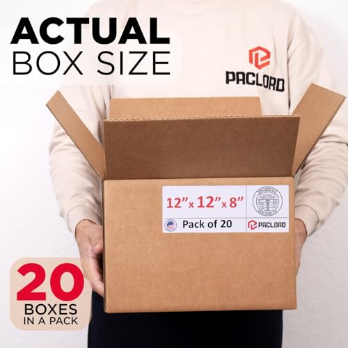 Image of Medium Cardboard Boxes 12 inchL x 12 inchW x 8 inchH (Pack of 20) - USA-Made Packing Boxes for Moving, Shipping, or Storage - USPS, UPS, FedEx Approved - Professional Packing Supplies for Moving | USA-Made Packing Boxes for Moving, Shipping, or Storage - USPS, UPS, FedEx Approved - Professional Packing Supplies