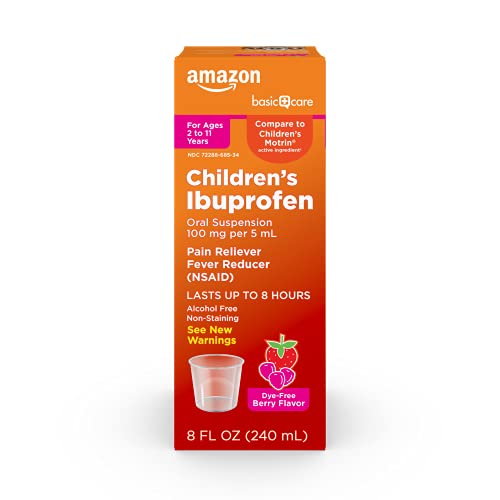 Amazon Basic Care Children's Ibuprofen Oral Suspension 100 mg per 5 mL, Pain Reliever and Fever...
