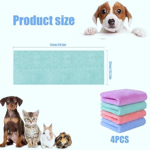 CZAYEFNH Set von 4 Hundebadetüchern Extra Saugfähige Mikrofaser-Pfotenhände für Hunde & Katzen Weiche, Schnelltrocknende & Wiederverwendbare Handtücher