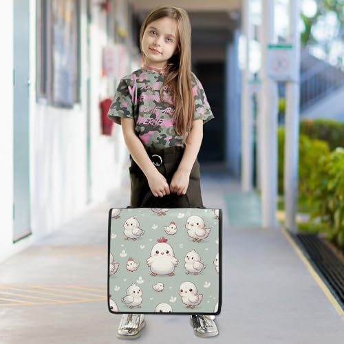 Image of Cute Animal Chicken Farm Zipper Binder Bag 3 Ring Binder with Shoulder Strap Zip Up 500 Sheets Capacity Multi Pockets for School Office Supplies