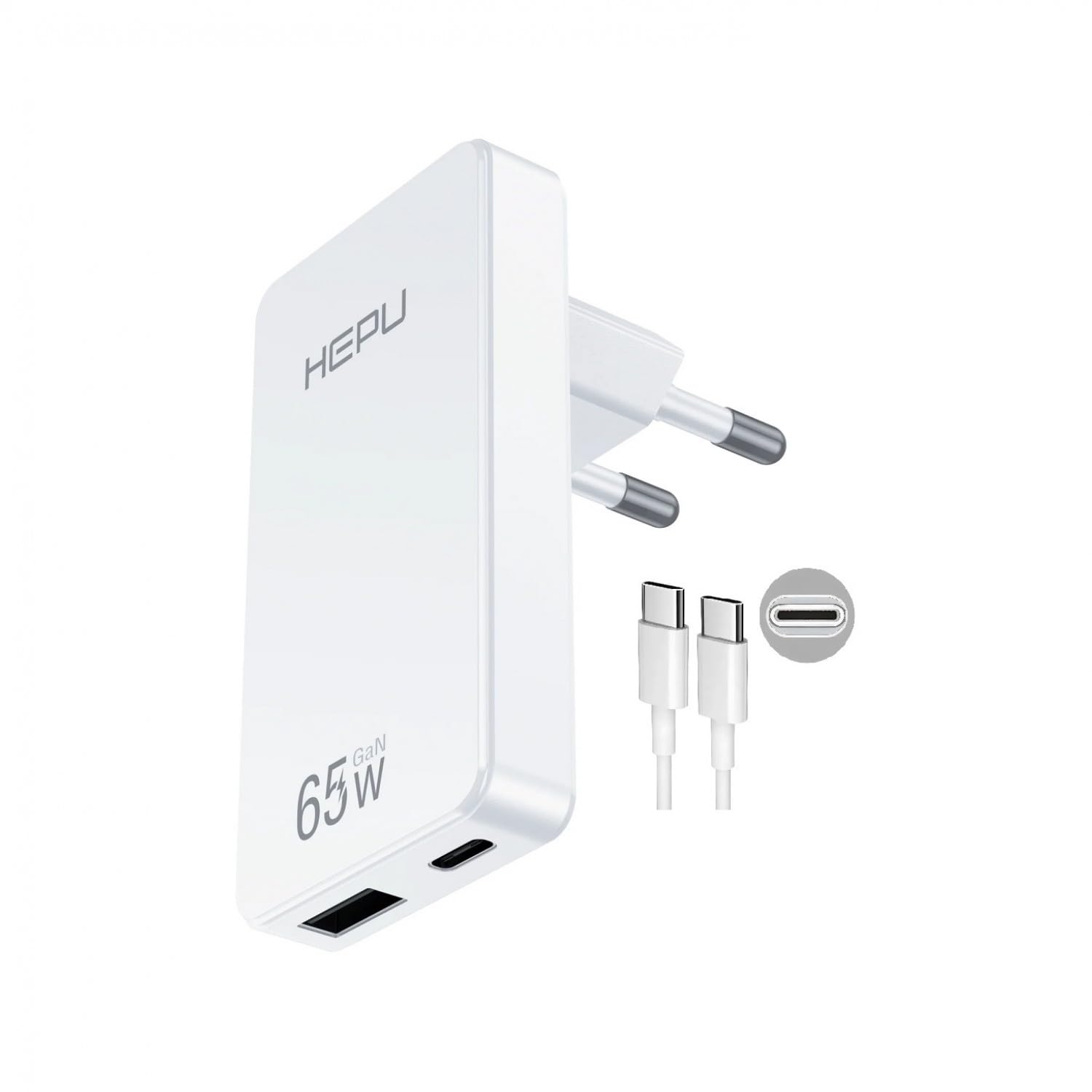 HP-C36 65 Watt GaN Şarj Adaptörü 100 Cm Kablo 2-Port Fast Charger Hızlı Şarj Seti Type-C Kablo Dahildir Quick Charge 3.0