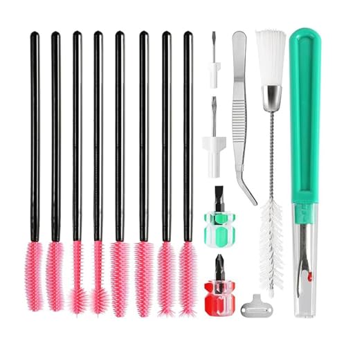 Fhkpsqkcn 16 herramientas de reparación de máquinas de coser para reparación de máquinas con pinzas con destornillador de cepillo doble/cabeza