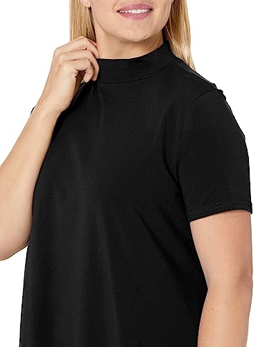 Milumia 180906710D8-M Women'S Mock Neck T Shirt Dress Casual Short Sleeve Loose A Line Swing Mini Dress Black Medium thumb #6