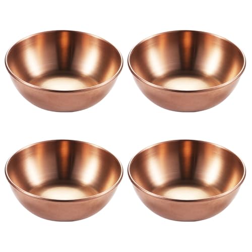 UPKOCH Lot de 4 mini coupelles rondes en acier inoxydable - Pour sauce soja - Or rose