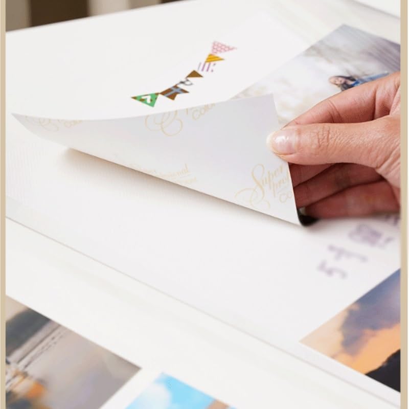 Travel Growth Commemorative Book ﻿ Leather Self Adhesive Film Thin Inner Pages Studio Photo Album Large Capacity Applicable to Photos, Receipts, Star Cards, etc