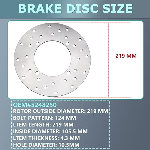 Image of Rear Brake Rotor Dsic 5248250 Compatible with Polaris Sportsman Ranger 400 500 570 700 800 900 1000, ACE 325 500 570 900, EM1400 2014-2021, RZR 570 800
