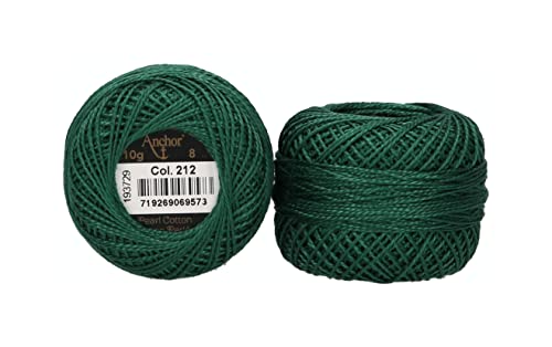 ANCHOR Pearl Yarn, Thickness: 8, Packaging: 10G, Running Length: 82M buchsgrün Embroidery Threads, Box green, Strength 8, 82m