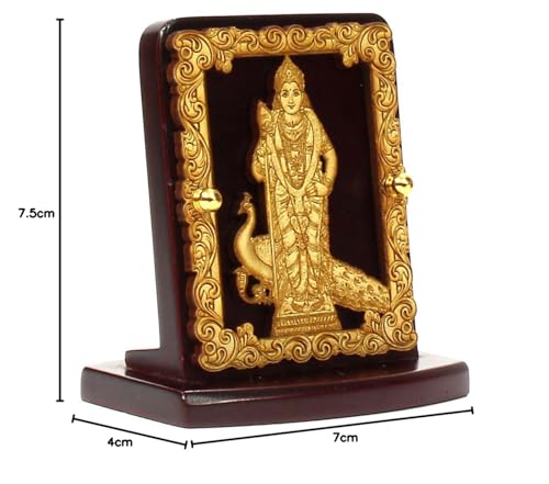 Image of Eknoor Car Dashboard Idol- Super Carving - Lord Swami Kartikeya Ji with Peacock for Car Dashboard and Pooja Ghar