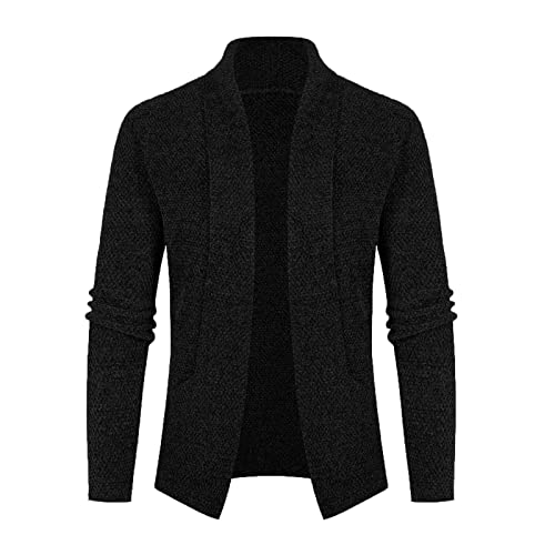 Shawl Collar Cardigan for Men Knit Sweater Fall Winter Loose Overcoat Open Front Outerwear2
