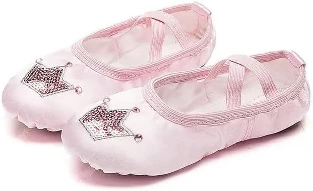 Ballet Dance Shoes for Girls Split Sole Embroidered Crown Design4