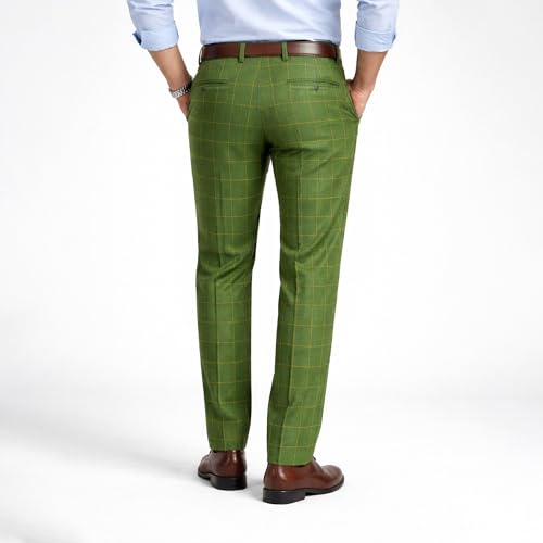 Image of BIGREAMS Unstitched Checkered Suiting Luxury Pants Fabric for Men - 1.5 Meter Pant Piece | Premium Blended Material | Soft Finish | Ideal for Formal Trousers