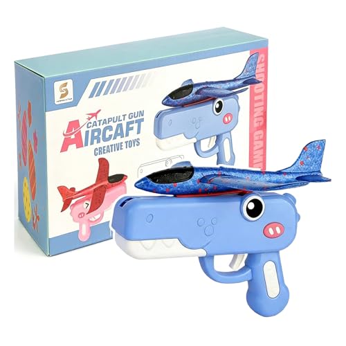 HUBAI Foam Glider Airplane Launcher Toy, Dinosaur Catapult Gun Aircraft, Outdoor Flying Catapult Toy for Birthday Gifts, Easy to Launch Foam Aircraft