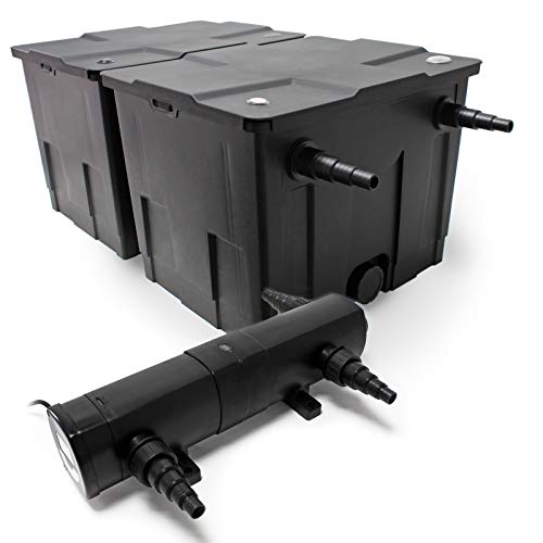Wiltec Kit complet: CBF-350B Filtre de bassin jusqu'à 60000 L Biologique, CUV-236 lampe uv UVC Clarificateur avec 36 Watt Puissance UV-C