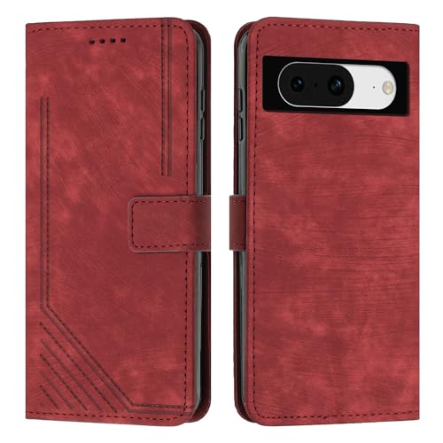 Étui Google Pixel 8 rouge avec fente carte et dragonne de transport