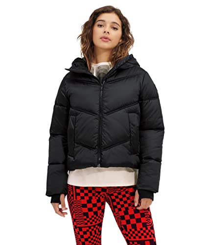 UGG Women's Ronney Cropped Puffer JacketCoat, Tar, L