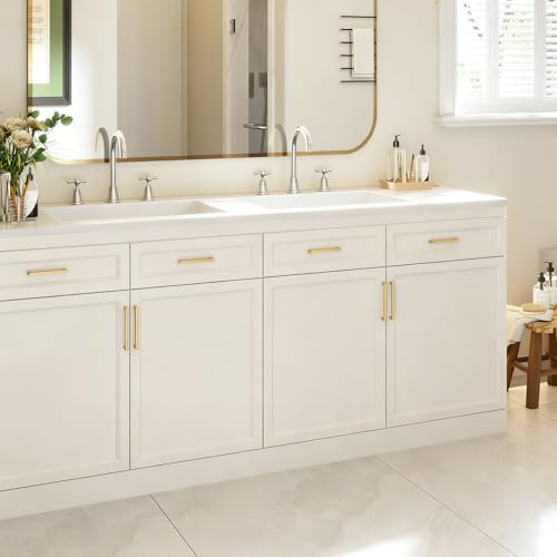 homdiy 6 Pack Brushed Brass Cabinet Pulls Gold Handles for Dresser Stainless Steel Kitchen Hardware 4-1/2 Inch Hole Centers by homdiy - Image 7