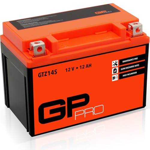 GP-PRO GTZ14S 12V 12 Ah GEL Batería de arranque (parecido a YTZ14-S / YTZ14S-BS) (Sin necesidad de mantenimiento / Sellado) Moto Acumulador