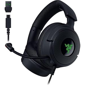 Razer Kraken V4 X – Kabelgebundenes PC-Gaming-Headset (Triforce 40-mm-Treiber, einziehbares Nierenmikrofon, 7.1-Surround-Sound, Chroma RGB, für PC – Konsolen & Mobiltelefone über USB-C) Schwarz