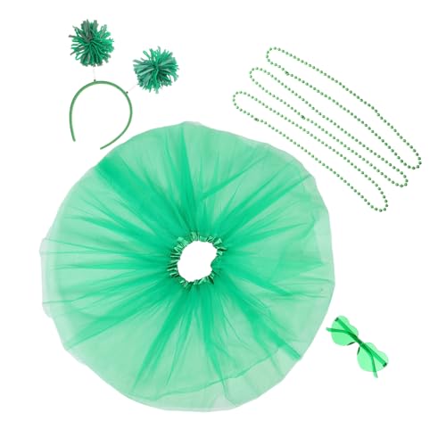 Happyyami St Patrick's Day Costume Accessories for Women Lightweight Green Tutu Skirt and Irish Shamrock Headband for Celebrations and Festive Parties