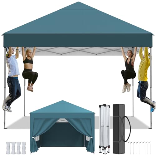 Tonnelle de Jardin 3x3m,Tonnelle Pliante,Tente de Camping avec 4 Côtés、Sac de Transport,Imperméable,Anti UV50+，Hauteur Réglable，Tente...