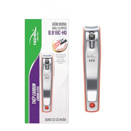 Advance Self-Collecting Nail Clipper - B.916 Combo | Carbon Steel, Large Jaw, Curve Bladed | Grey Plated - Green | NGHIA