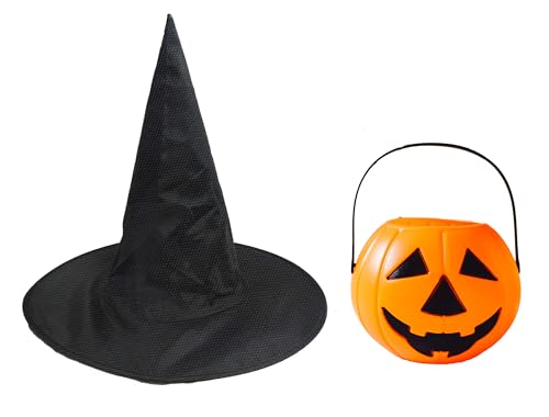 Image of Sarvda Halloween Hat and Pumpkin Combo | For kids boys girls adult men women | Pumpkin Decoration Craft decor for theme party & festive