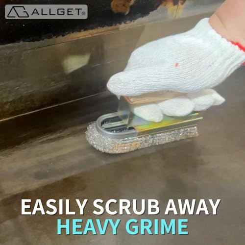 ALLGET Escova de arame de aço inoxidável em forma de ferro, escova de limpeza poderosa para superfíc
