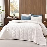 Andency Luxurious Velvet Quilts Oversized Queen, 3-Piece Herringbone Matelasse Bedspread Quilt Set, Lightweight All Season Soft Coverlet Set with 2 Shams, Cream White