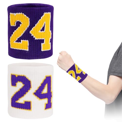 XUZOPIM 2 Muñequeras Antisudor Para Niños Muñequeras Antisudor Kobe 24 Muñequeras De Baloncesto Muñequeras Muñequeras Deportivas Muñequeras Elásticas De Algodón Absorbente