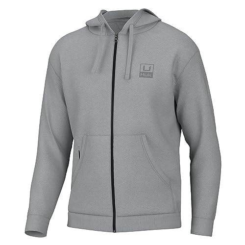 Image of HUK Men's Huk'd Up Logo Full Zip, Fleece Jacket With Stretch