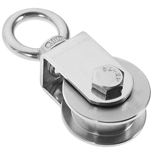 HEMOTON 201 Stainless Steel Cable Pulley Swivel Shackle Pulley Strong Bearing for Rope Pulley Lifting Tracti