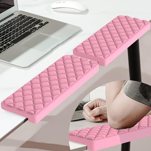Image of MEKASS L-Shaped Desk Elbow Pad for Desk, Memory Foam Elbow Support Padding with Non-Slip, Ergonomic Desk Edge Cushion, Wrist Comfort Support for Office Home 2 Pcs (Diamond Pink)