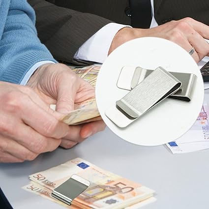 Small Money Clip for Men's Wallet, Stainless Steel Slim Cash Clip, Minimalist Credit Business Card Holder for Men's Front Pocket, Office Desk Organizer （2 Pack ）3