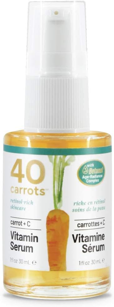 40 Carrots Vitamin Serum + Vitamin C - Hydrate, Brighten & Even Skin Tone | Help Reduce Fine Lines & Wrinkles - USA Made, Paraben & Cruelty Free (1oz)
