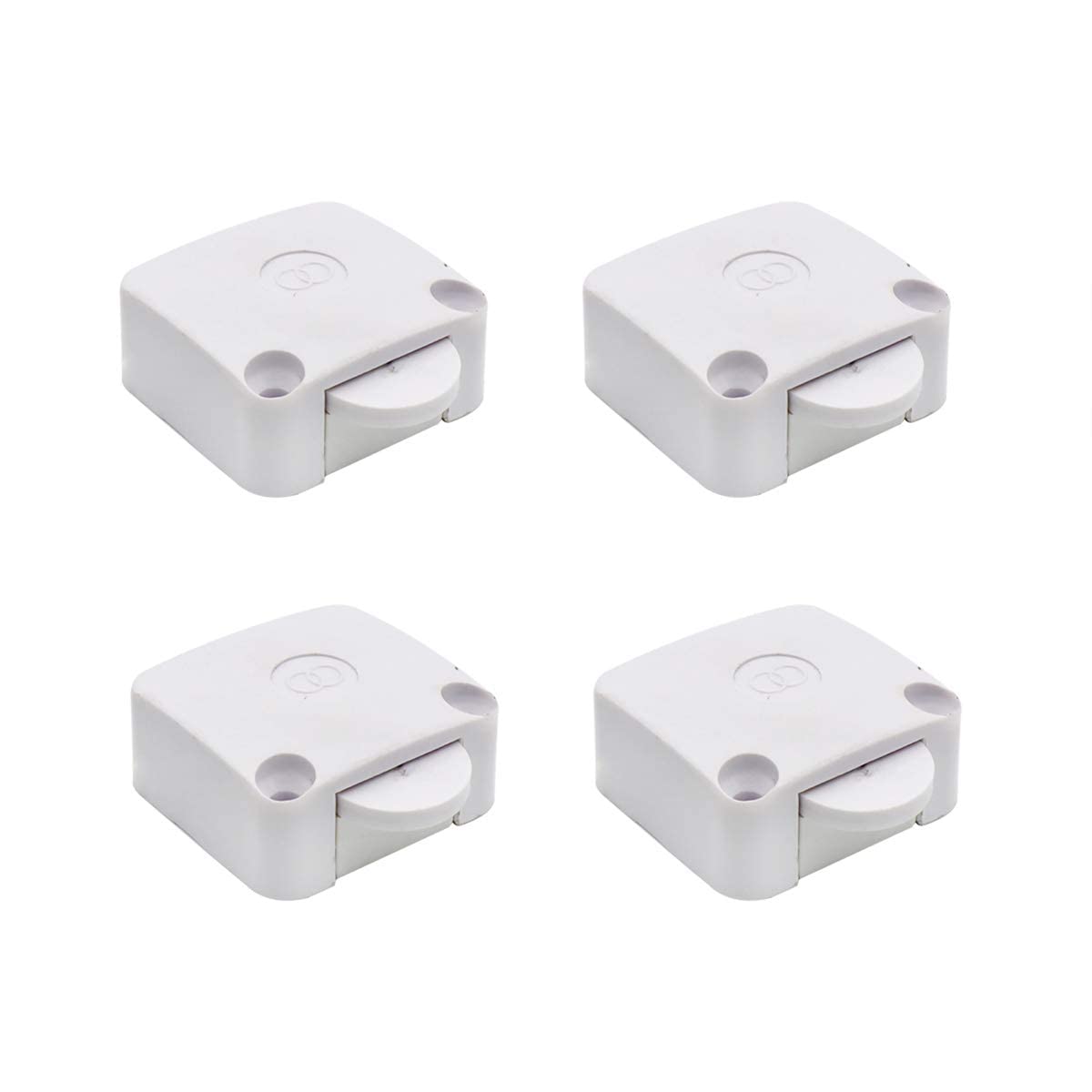 Wood Mech Wardrobe Cabinet Door Switch ON/OFF Light Control - White - Pack of 4