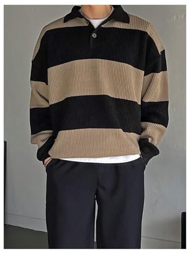 Floerns Men's Color Block Striped Long Sleeve Thermal Knitted Sweater Pullover3