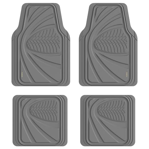 Image of FLORICH Car Floor Mats, Waterproof Universal Heavy-Duty 4 Pieces Rubber Floor Mats for Cars, Full Set Car Mats with Anti-Slip Backing Fit for Most SUV, Vans,Trucks, Sedan(Light Grey)