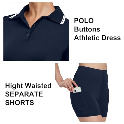 Womens Tennis Dresses Golf Dress Short Sleeve with Shorts Workout Athletic Dress4