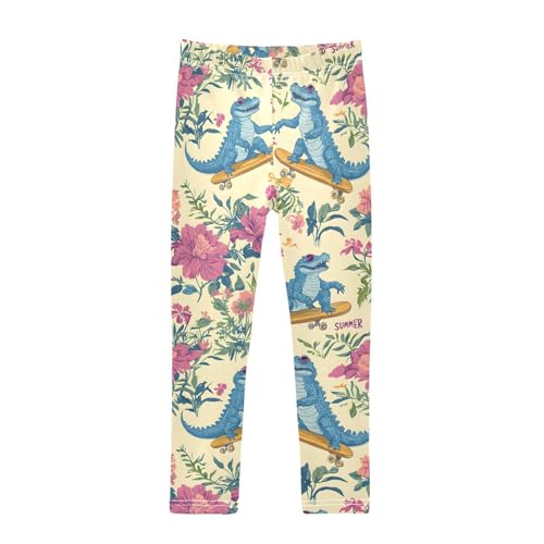 Crocodile Skateboard Summer Girls Leggings Soft Stretch Workout Yoga Dance Pants for Kids Casual Tights